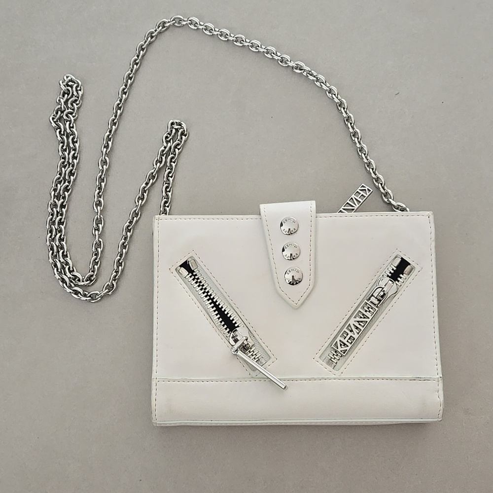 New White Kenzo Kalifornia Mini Leather Chain Wallet Bag